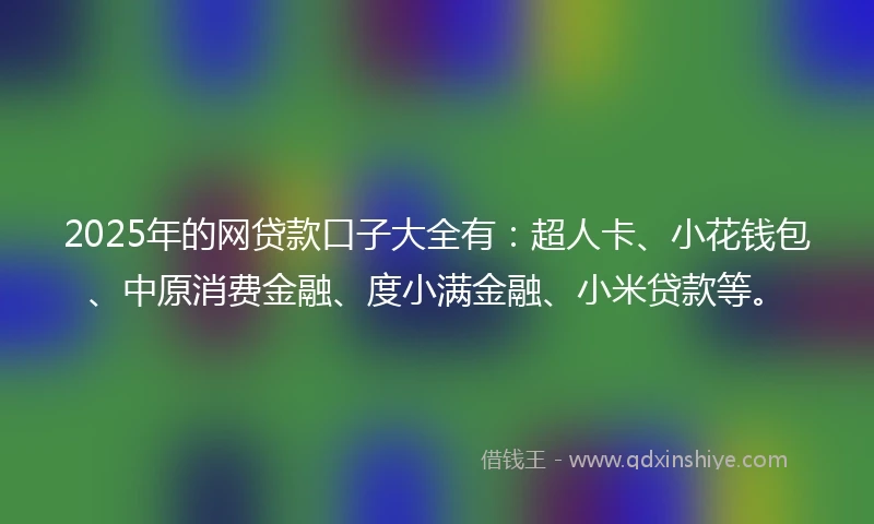2025年的网贷款口子大全有：超人卡、小花钱包、中原消费金融、度小满金融、小米贷款等。