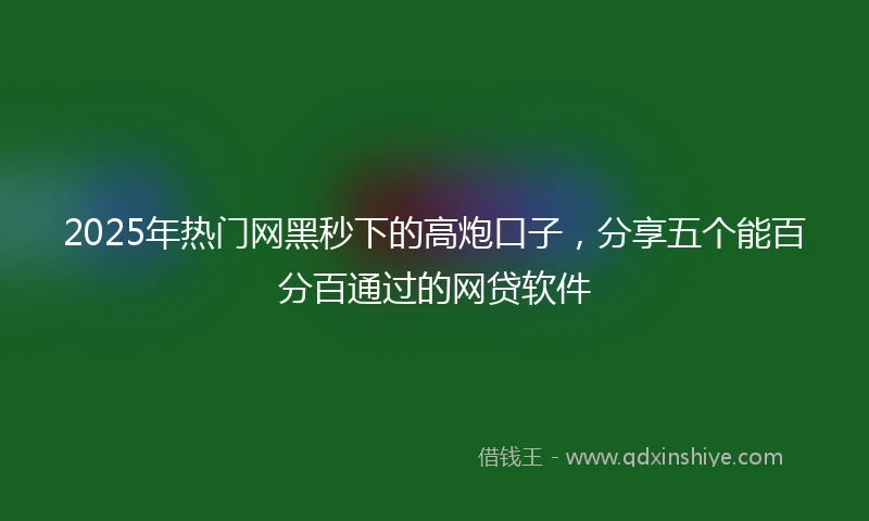2025年热门网黑秒下的高炮口子，分享五个能百分百通过的网贷软件