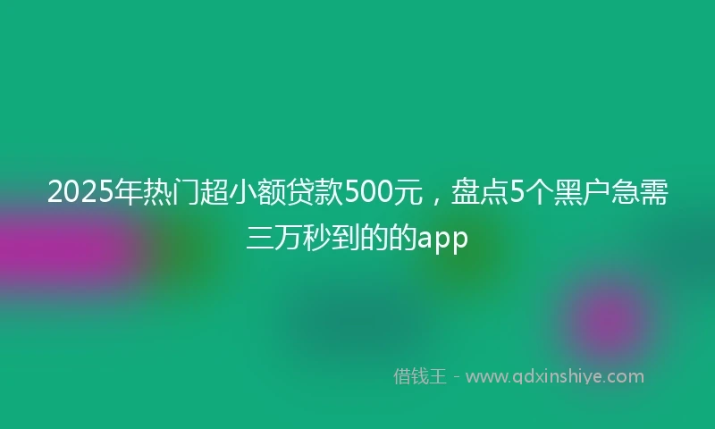 2025年热门超小额贷款500元，盘点5个黑户急需三万秒到的的app
