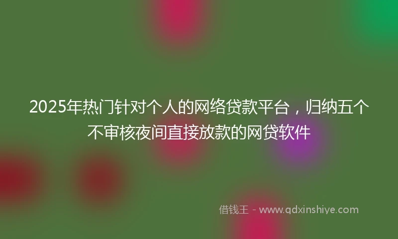 2025年热门针对个人的网络贷款平台，归纳五个不审核夜间直接放款的网贷软件