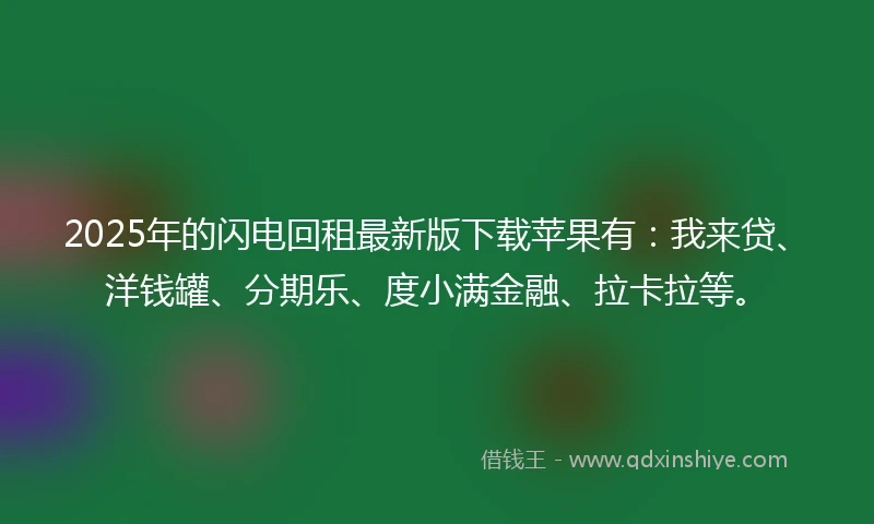 2025年的闪电回租最新版下载苹果有：我来贷、洋钱罐、分期乐、度小满金融、拉卡拉等。