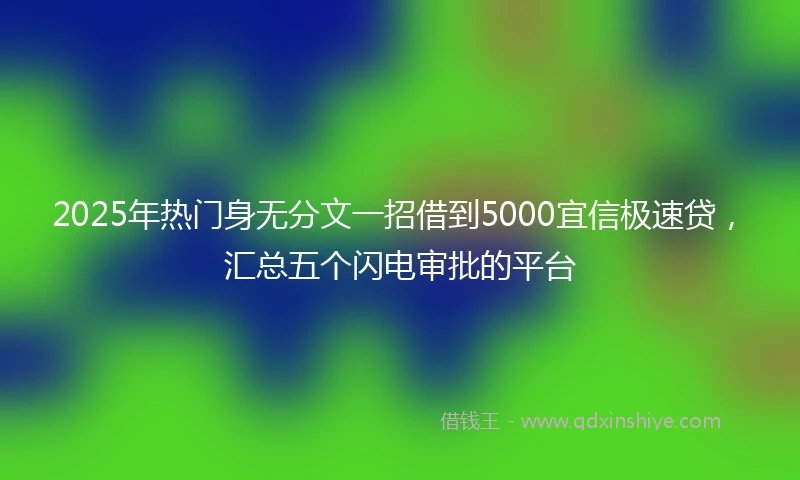 2025年热门身无分文一招借到5000宜信极速贷，汇总五个闪电审批的平台