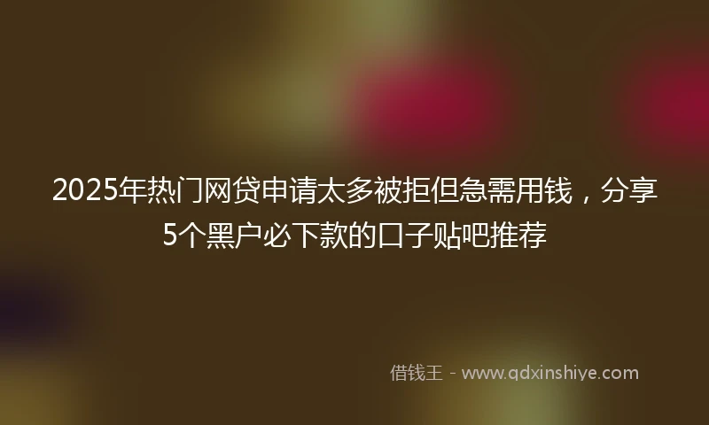 2025年热门网贷申请太多被拒但急需用钱，分享5个黑户必下款的口子贴吧推荐
