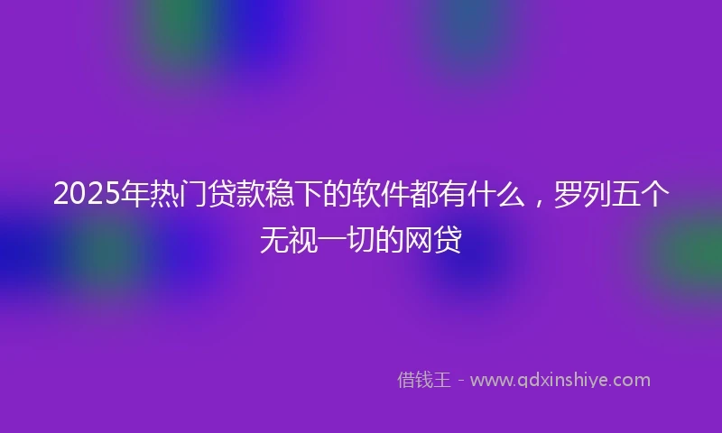 2025年热门贷款稳下的软件都有什么，罗列五个无视一切的网贷