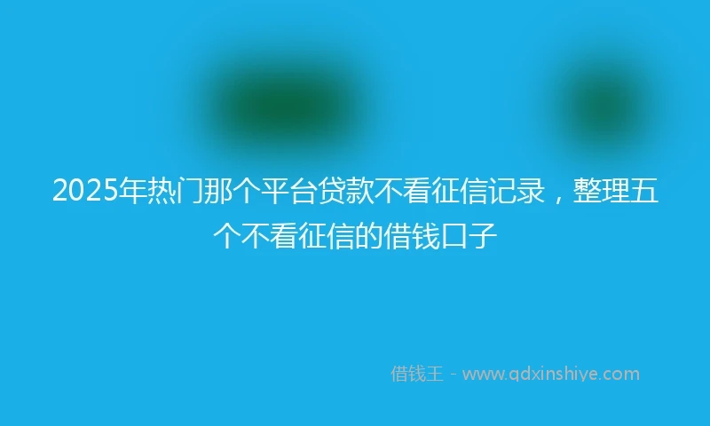 2025年热门那个平台贷款不看征信记录，整理五个不看征信的借钱口子
