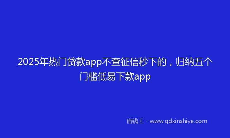 2025年热门贷款app不查征信秒下的，归纳五个门槛低易下款app