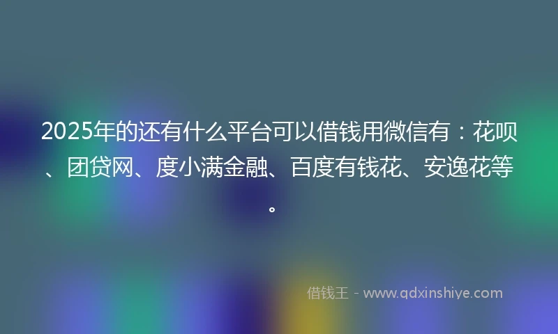 2025年的还有什么平台可以借钱用微信有：花呗、团贷网、度小满金融、百度有钱花、安逸花等。