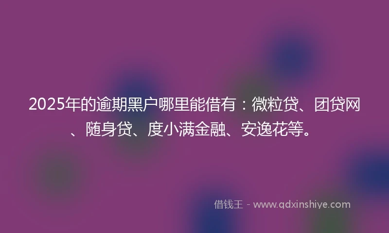 2025年的逾期黑户哪里能借有：微粒贷、团贷网、随身贷、度小满金融、安逸花等。