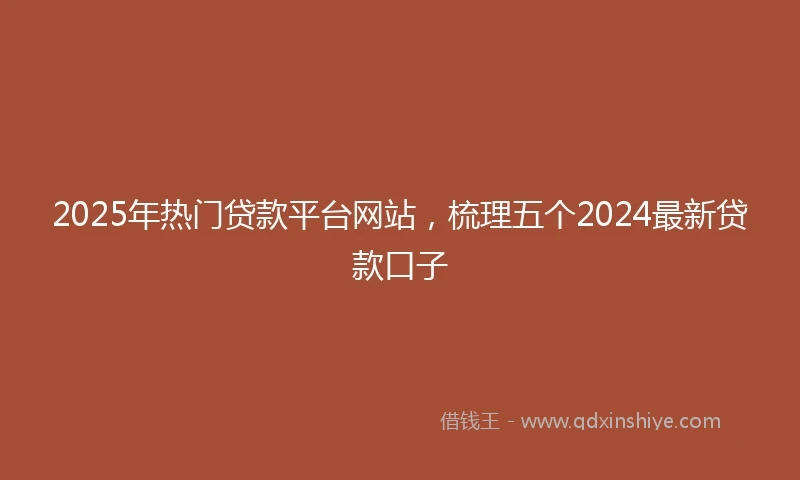 2025年热门贷款平台网站，梳理五个2024最新贷款口子