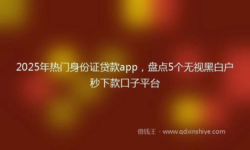 2025年热门身份证贷款app，盘点5个无视黑白户秒下款口子平台