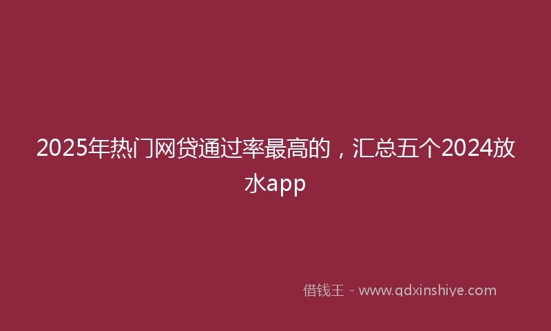 2025年热门网贷通过率最高的，汇总五个2024放水app