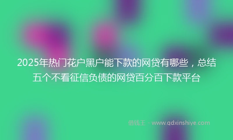 2025年热门花户黑户能下款的网贷有哪些，总结五个不看征信负债的网贷百分百下款平台