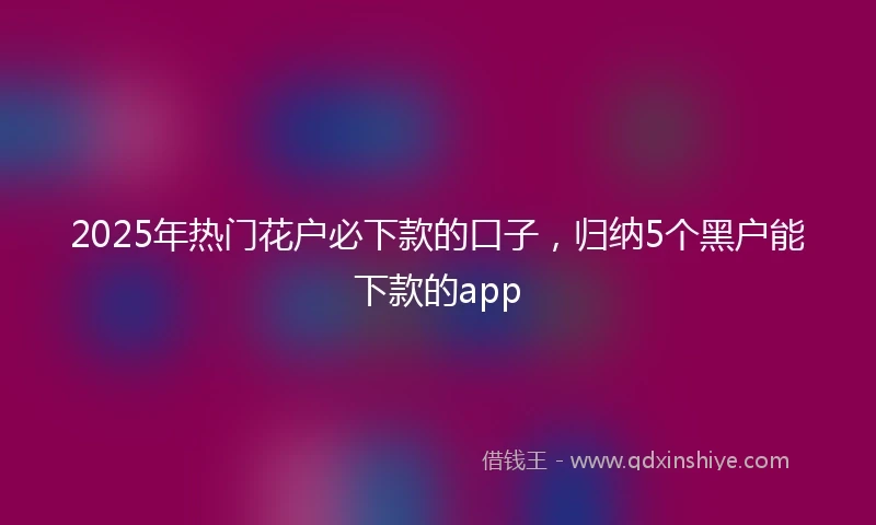 2025年热门花户必下款的口子，归纳5个黑户能下款的app