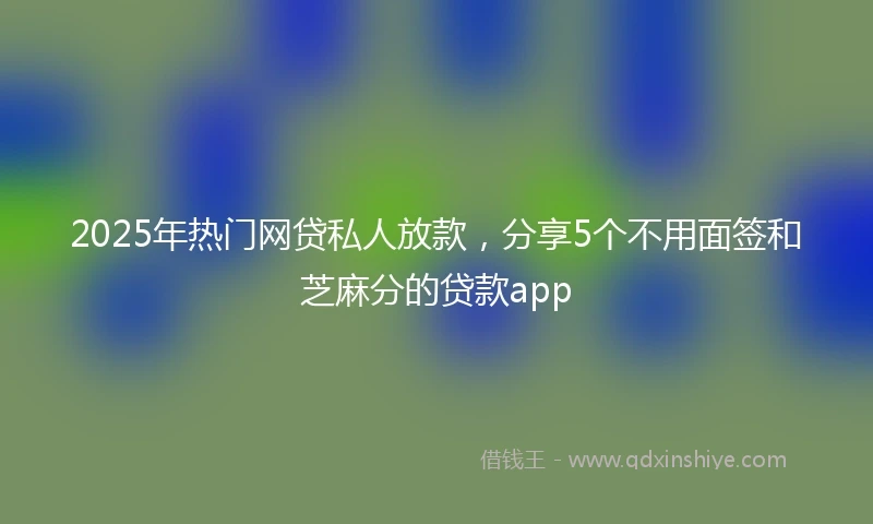 2025年热门网贷私人放款，分享5个不用面签和芝麻分的贷款app