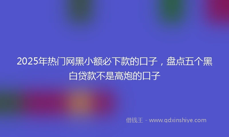 2025年热门网黑小额必下款的口子，盘点五个黑白贷款不是高炮的口子