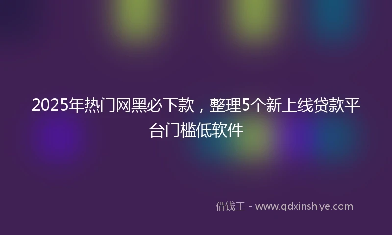 2025年热门网黑必下款，整理5个新上线贷款平台门槛低软件