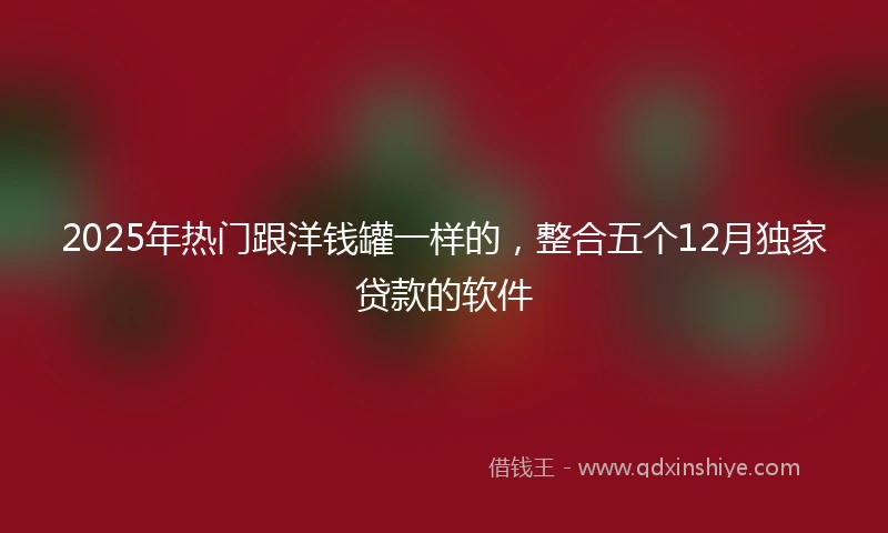 2025年热门跟洋钱罐一样的，整合五个12月独家贷款的软件