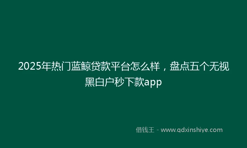 2025年热门蓝鲸贷款平台怎么样，盘点五个无视黑白户秒下款app