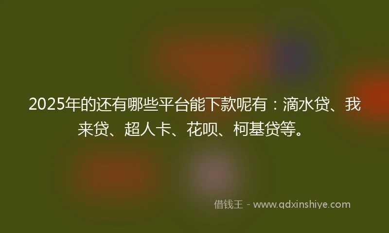 2025年的还有哪些平台能下款呢有：滴水贷、我来贷、超人卡、花呗、柯基贷等。