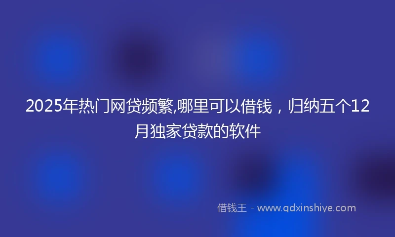 2025年热门网贷频繁,哪里可以借钱，归纳五个12月独家贷款的软件