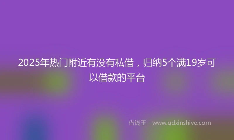 2025年热门附近有没有私借，归纳5个满19岁可以借款的平台