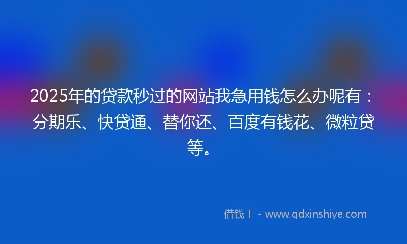 2025年的贷款秒过的网站我急用钱怎么办呢有：分期乐、快贷通、替你还、百度有钱花、微粒贷等。