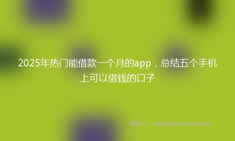 2025年热门能借款一个月的app，总结五个手机上可以借钱的口子