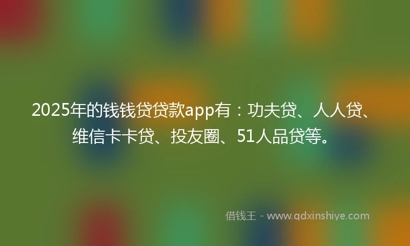 2025年的钱钱贷贷款app有：功夫贷、人人贷、维信卡卡贷、投友圈、51人品贷等。