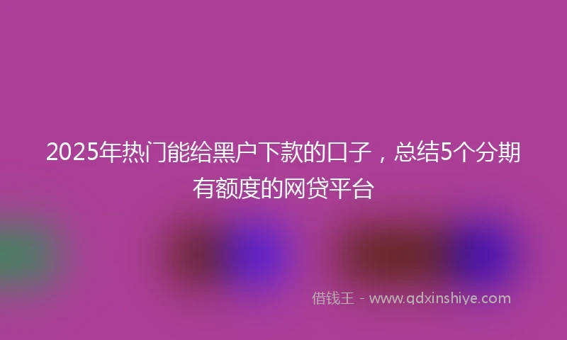 2025年热门能给黑户下款的口子，总结5个分期有额度的网贷平台
