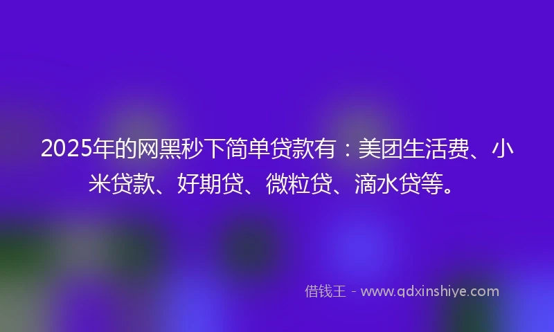 2025年的网黑秒下简单贷款有：美团生活费、小米贷款、好期贷、微粒贷、滴水贷等。