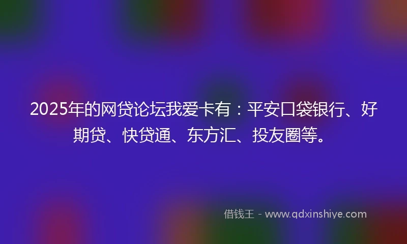 2025年的网贷论坛我爱卡有：平安口袋银行、好期贷、快贷通、东方汇、投友圈等。
