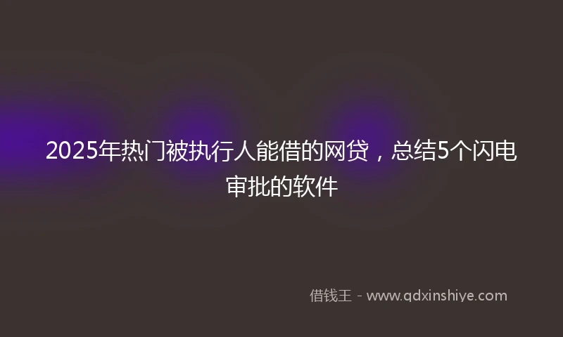 2025年热门被执行人能借的网贷，总结5个闪电审批的软件