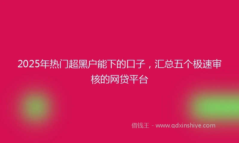 2025年热门超黑户能下的口子，汇总五个极速审核的网贷平台