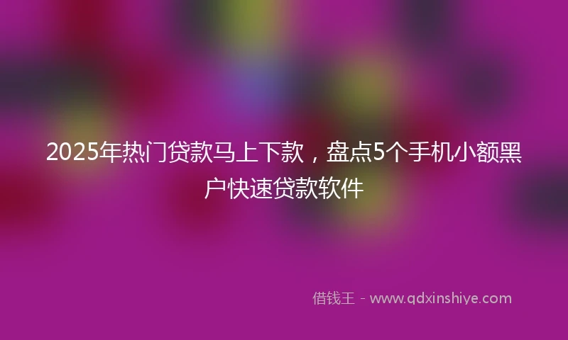 2025年热门贷款马上下款，盘点5个手机小额黑户快速贷款软件