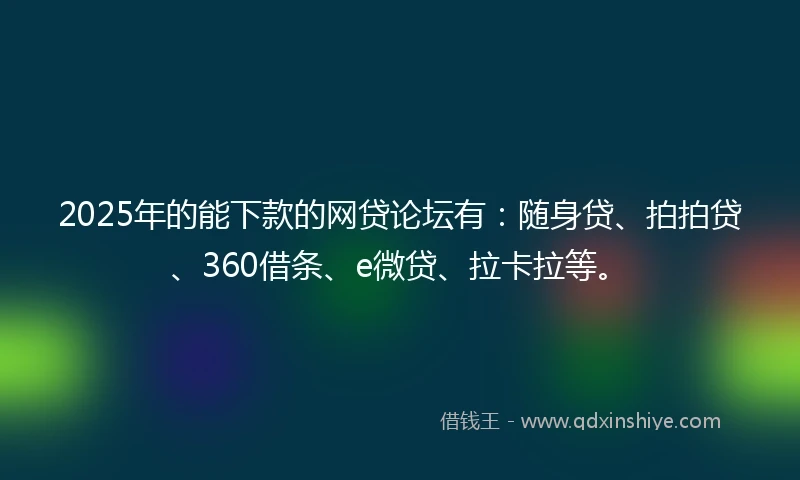 2025年的能下款的网贷论坛有：随身贷、拍拍贷、360借条、e微贷、拉卡拉等。
