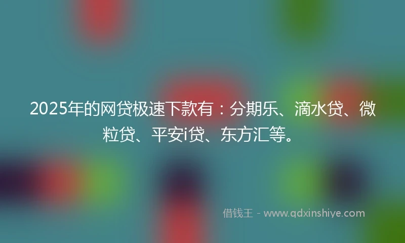 2025年的网贷极速下款有：分期乐、滴水贷、微粒贷、平安i贷、东方汇等。