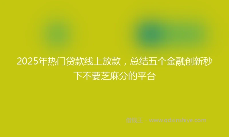 2025年热门贷款线上放款，总结五个金融创新秒下不要芝麻分的平台