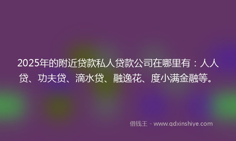 2025年的附近贷款私人贷款公司在哪里有：人人贷、功夫贷、滴水贷、融逸花、度小满金融等。