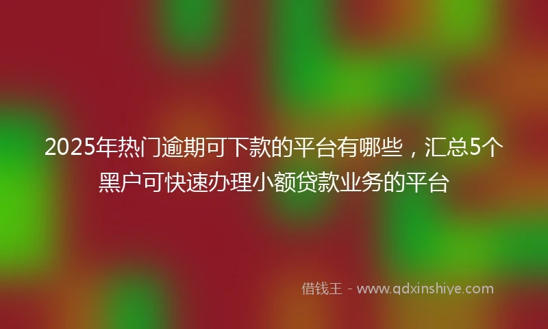 2025年热门逾期可下款的平台有哪些，汇总5个黑户可快速办理小额贷款业务的平台