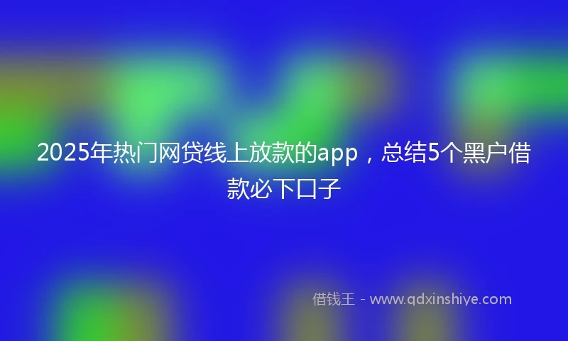 2025年热门网贷线上放款的app，总结5个黑户借款必下口子