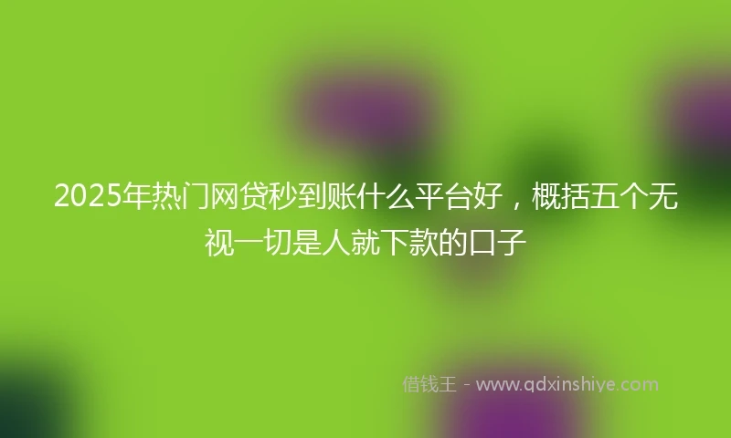 2025年热门网贷秒到账什么平台好，概括五个无视一切是人就下款的口子