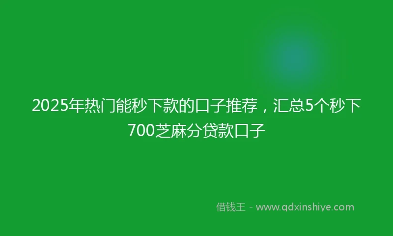 2025年热门能秒下款的口子推荐，汇总5个秒下700芝麻分贷款口子