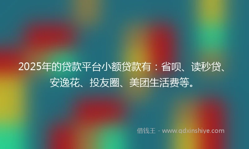 2025年的贷款平台小额贷款有：省呗、读秒贷、安逸花、投友圈、美团生活费等。