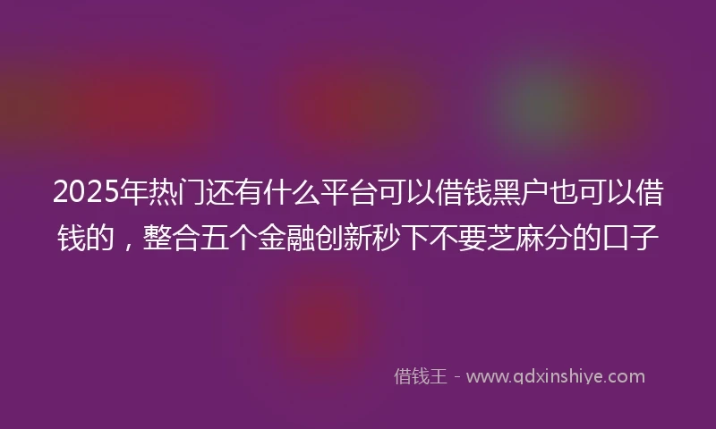 2025年热门还有什么平台可以借钱黑户也可以借钱的，整合五个金融创新秒下不要芝麻分的口子