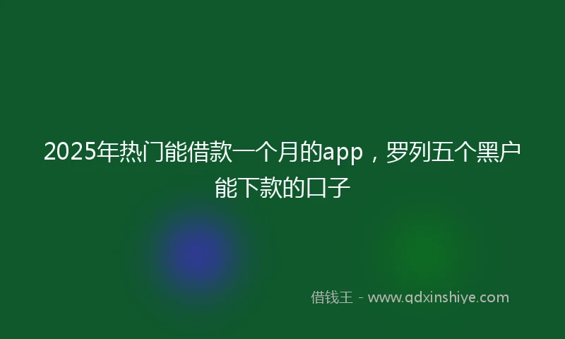 2025年热门能借款一个月的app，罗列五个黑户能下款的口子