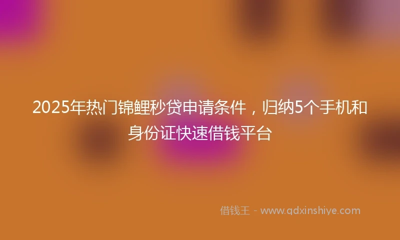 2025年热门锦鲤秒贷申请条件，归纳5个手机和身份证快速借钱平台