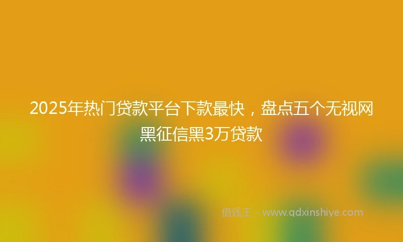 2025年热门贷款平台下款最快，盘点五个无视网黑征信黑3万贷款