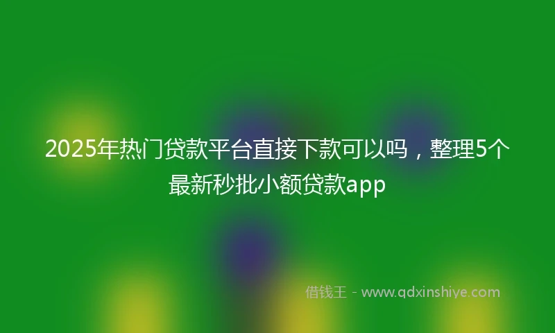 2025年热门贷款平台直接下款可以吗，整理5个最新秒批小额贷款app