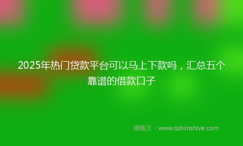 2025年热门贷款平台可以马上下款吗，汇总五个靠谱的借款口子