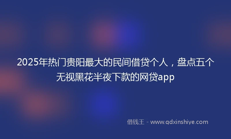 2025年热门贵阳最大的民间借贷个人，盘点五个无视黑花半夜下款的网贷app